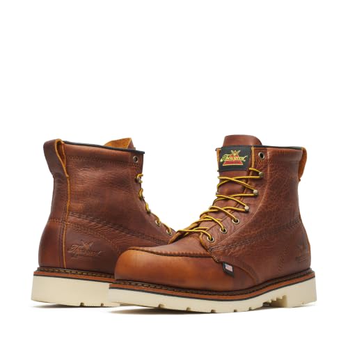 Image of Thorogood American Heritage 6 inch Steel Safety Moc Toe Work Boot for Men, Durable Leather, Slip-Resistant Outsole, ASTM Rated