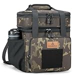 HSHRISH Large Insulated Lunch Bag for Man, Double Layer Insulated Large Cooler Bag for Men Adults Waterproof Leakproof Durable Lunch Bag for Work Outdoor Picnic 15L, Black Camo