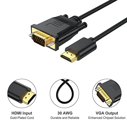 Image of HDMI Cable Adapter VGA to HDMI, 1080P VGA to HDMI Adapter for Computer, Desktop, Laptop, PC, Monitor, Projector, HDTV (HDMI TO VGA CABLE ADP IC)