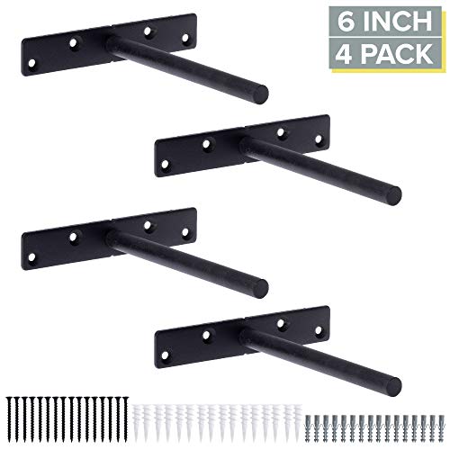 Heavy Duty Steel Concealed Floating Shelf Brackets 4 Pack of 6 Inch Blind