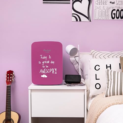 Image of Cooluli 15L Mini Fridge for Bedroom - Car, Office Desk & College Dorm Room - 12v Portable Cooler & Warmer for Food, Drinks, Skincare, Beauty & Makeup - AC /DC Small Refrigerator with Glass Front, Pink