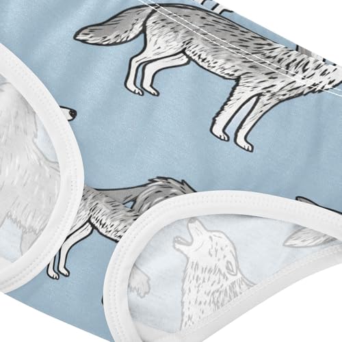 Wolves Poses Light Blue Little Girl Panties Toddler Girls Underwear Cotton Animal Briefs Underpants 2t4