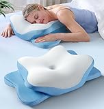 5X Pain Relief Cervical Neck Pillow for Neck Support, Ergonomic Cooling Side Sleeper Pillow for Sleeping, Odorless Contour Memory Foam Pillows, Bed Pillow for Side Back Stomach Sleeper