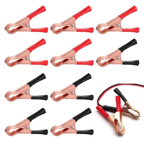 JRYXDS 10 Piezas 50A Pinzas De Cocodrilo, Pinzas De Cocodrilo Para Batería Coche, Conector Para Cables De Arranque Para Coche, Vehículo, Barco, Camión