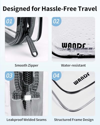 WANDF 2 Pack TSA Clear Bags