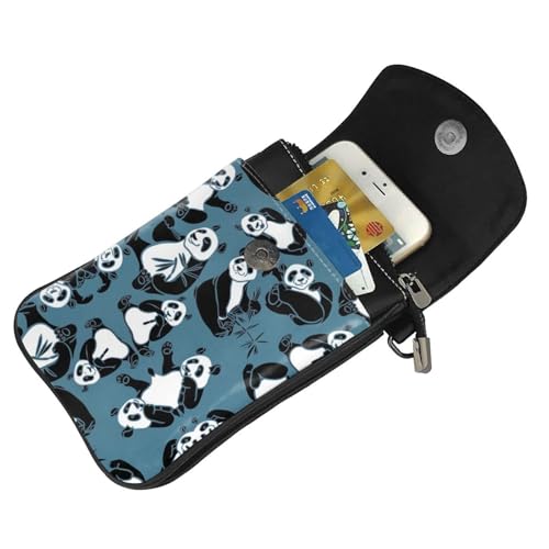 Sac à rabat en microfibre PU imprimé panda amusant pour smartphone - 5