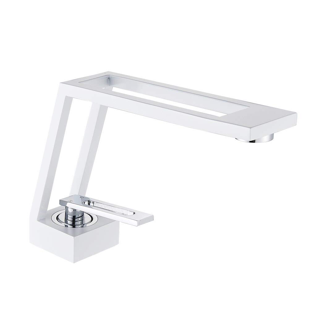 Grifo de lavabo blanco de latón para transformar la estética de tu baño