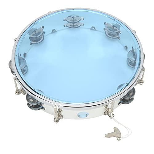 10in Hand Drum, Double Row ABS Hand Bell, Handheld Percussion for All Ages (Blue)