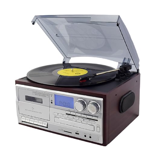 Altoparlanti Stereo Wireless Bluetooth con Lettore CD e Giradischi: Il Centro Musicale definitivo per audiofili e per l;intrattenimento Domestico. (Silver 110V)