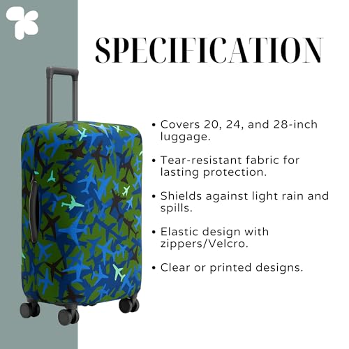 Image of AMPEREUS Trolley Bag Cover Set of 3 - Stretchless, Waterproof and Polyester Fabric with Plane Print Luggage Cover for Small, Medium & Large Size Suitcase Luggage Cover (20, 24 & 28 Inch)