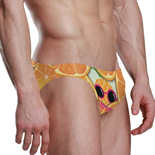 Dallonan Men Swim Brief Bikini Funny Fruits Pineapple Beach Bikini For Men Swim Underwear Medium #TOP2