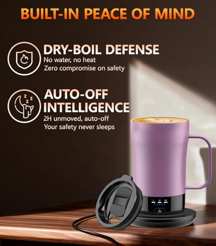 Image of Self-Heating Coffee Mug, 14oz Heated Coffee Mug - Rechargeable Temperature Control Coffee Mug Keep Coffee Hot, Smart Mug Great Gift for Coffee Lovers & Slow Sippers