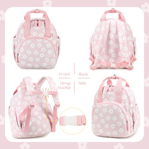 Image of Bluboon Toddler Backpack for Girls Boys 2-4 Cute 12 inch Preschool Kindergarten Backpacks Kids Daycare Bags School Travel (Flower-Pink, Age 2-4 (12 inch H not Fit A4 Folder))