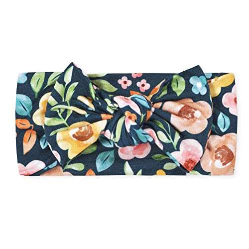 Image of Gerber Baby Girls Buttery Soft Headband with Bow with Viscose Made from Eucalyptus, Midnight Floral, One Size