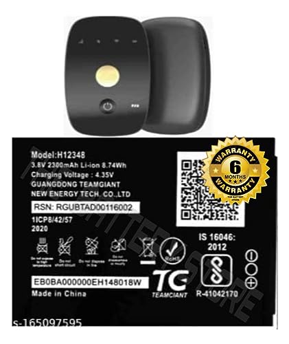 Image of THE BATTERY STORE Original H-12348 Battery For Jio Wifi Battery H-12348 Reliance Jio Wifi Dongle /Airtel Wifi /M2S Fi 2 /Wireless Router 4G Fi2 /M2 Hot Spot Battery With 6 Months Warranty ****(N00135)