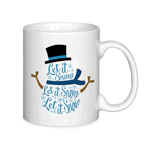 ignytiger Snowman Christmas Winter Coffee Mugs, Cute White Holiday Christmas Mug Gift Ceramic Coffee Mugs Tea Cups 11 oz