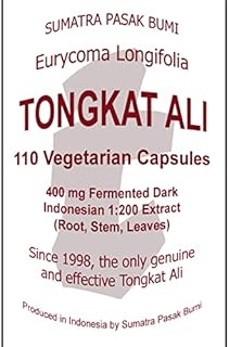 Sumatra Pasak Bumi Tongkat Ali, Fermented Dark Traditionally Processed Indonesian 1:200 Stem-Root-Leaves Extract, 110 Vegetarian Capsules @ 400mg