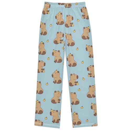 Boy's Pants Capybara Blue Yellow Orange Jogger Pants Elastic Waist Long Bottoms Trousers with Pockets 6-14 Years