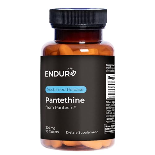Endurance Products Endur Pantethine from Pantesin Liver Function & Healthy Cholesterol Balance Supplement Sustained Release Formula Gluten Free 300mg (90 Tablets)