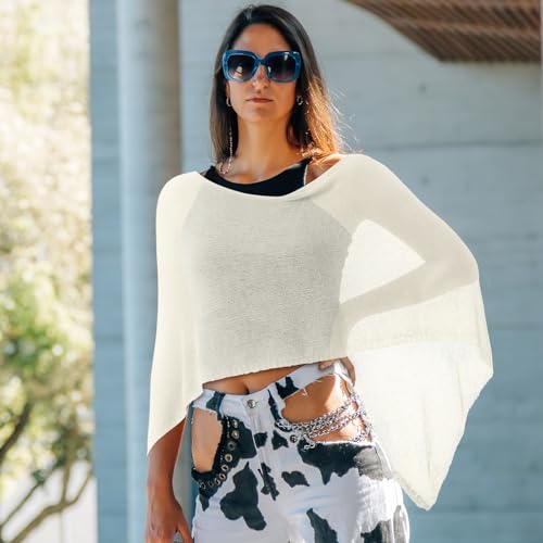 Image of Women Sheer Poncho Shrug Summer Sheer Blouse Top Lightweight Poncho Bolero for Evening Dress