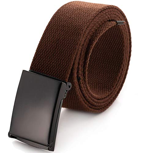 Image of Mile High Life Cut To Fit Canvas Web Belt Size Up to 52 inch with Flip-Top Solid Black Military Buckle
