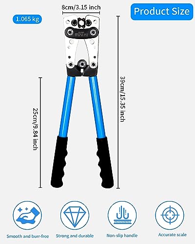 Crimpzange Kabelschuhe jutyum Presszange Crimpzange Kabelschuh Set Batteriekabelschuh Crimpzange AWG 10-0, 6/10/16/25/35/50 mm² Geeignet Kabelschuh Zange Satz für die Automobilelektronik