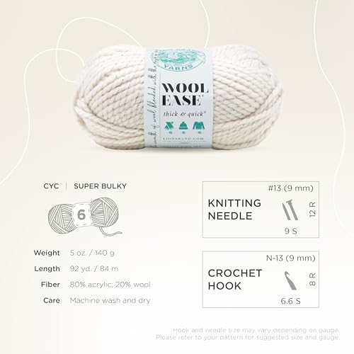 Image of Lion Brand Yarn Wool-Ease Thick and Quick Yarn, Soft and Bulky Yarn for Knitting, Crocheting, and Crafting, 3 Pack, Starlight | Super Bulky Wool Acrylic Blend Fiber for Soft Hats, Sweaters, Chunky Blankets, Yarn for Crochet, Knitting, Crafts, Weaving