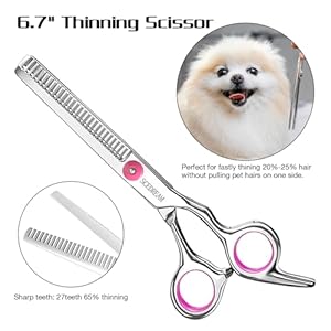   Professional-Dog-Grooming-Scissors-with-Safety-Round-Tips-5-in-1-Dog-Grooming-Scissors-Kit-4CR-Stainless-Steel-Professional-Pet-Grooming-Shears-for-Dog-Sharp-and-Durable-Pink