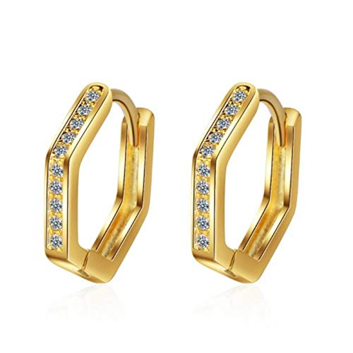 Boucles d'oreilles Argent Sterling 925 Femme Cristal Zircon Pentagone