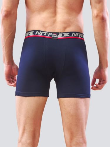 Image of Lux Nitro Men's Long Trunk | 100% Combed Cotton | Super Soft Outer Waistband | Breathable & Long-Lasting Comfort Pack of 2