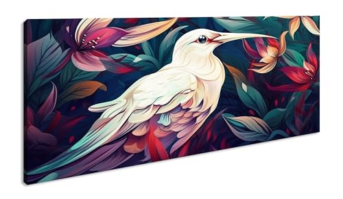 Impression d'art oiseau blanc panorama tableau 80x40 cm