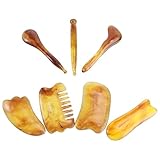 Hohopeti 7 Stück Gua Sha Massagegerät aus Harz für Gesicht und Körper Hautmassagegerät mit Schaberbrett Transparent Fördert Durchblutung und Stoffwechsel für Körperpflege