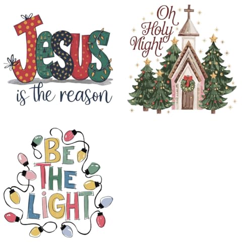 Christian Christmas Sublimation Iron Transfer Patch Heat Transfer Sticker Vinyl Design Iron Applique T-Shirt Clothing DIY Craft Applique Clothing Decoration (P2)