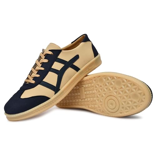 Image of Leatherkraft Men Low-Top Lace-Up Sneakers Tan