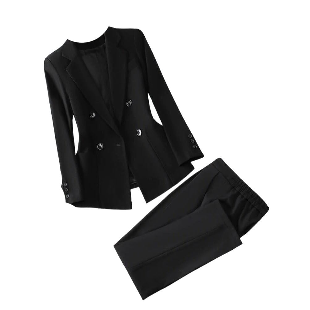 Ladies Pant Suit Formal Women Office Business Blazer and Trouser Set Coffee