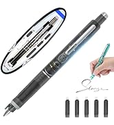 LBZLBZ Fountain Pen Retractable: 0.38mm black Ink Transparent Barrel, Gift Set Includes 5 Refilla...