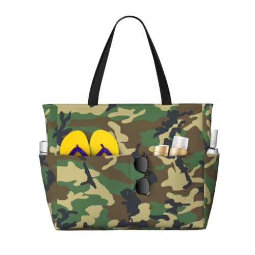 Bolsa de viaje ligera verde con gran capacidad y camuflaje