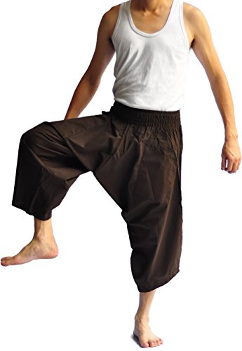 THS Mens Baggy Yoga Hippie Boho Aladdin Alibaba Harem Pants One Size Handmade Brown