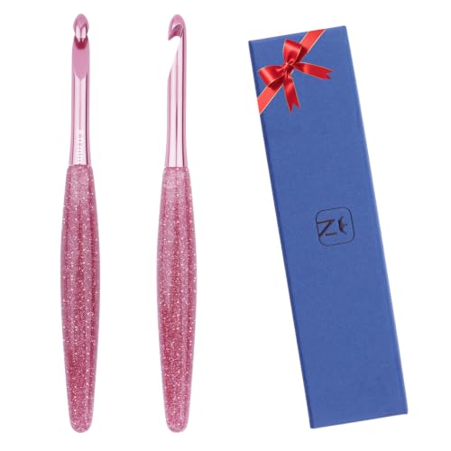 Image of Weabetfu Inline Crochet Hooks Size 10.5(7mm) with Glitter Resin Grips | 7-Inch Extra Long Crochet Hook,Ergonomic Streamline Handle for Beginners,Ideal for Crocheting Blankets,Shawls,Hat /Easy to Use