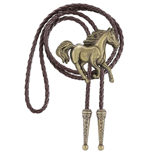 Image of GelConnie Bolo Ties for Men Women Western Cowboy Tie Mens Western Necklace Leather Necktie Gold Bolero Tie Cowboy Necklace