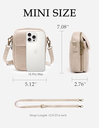 Image of Yarnic Small Crossbody Bag, Vegan Leather Cell Phone Purse for Women, Vintage Wallet Bag with Card Slots