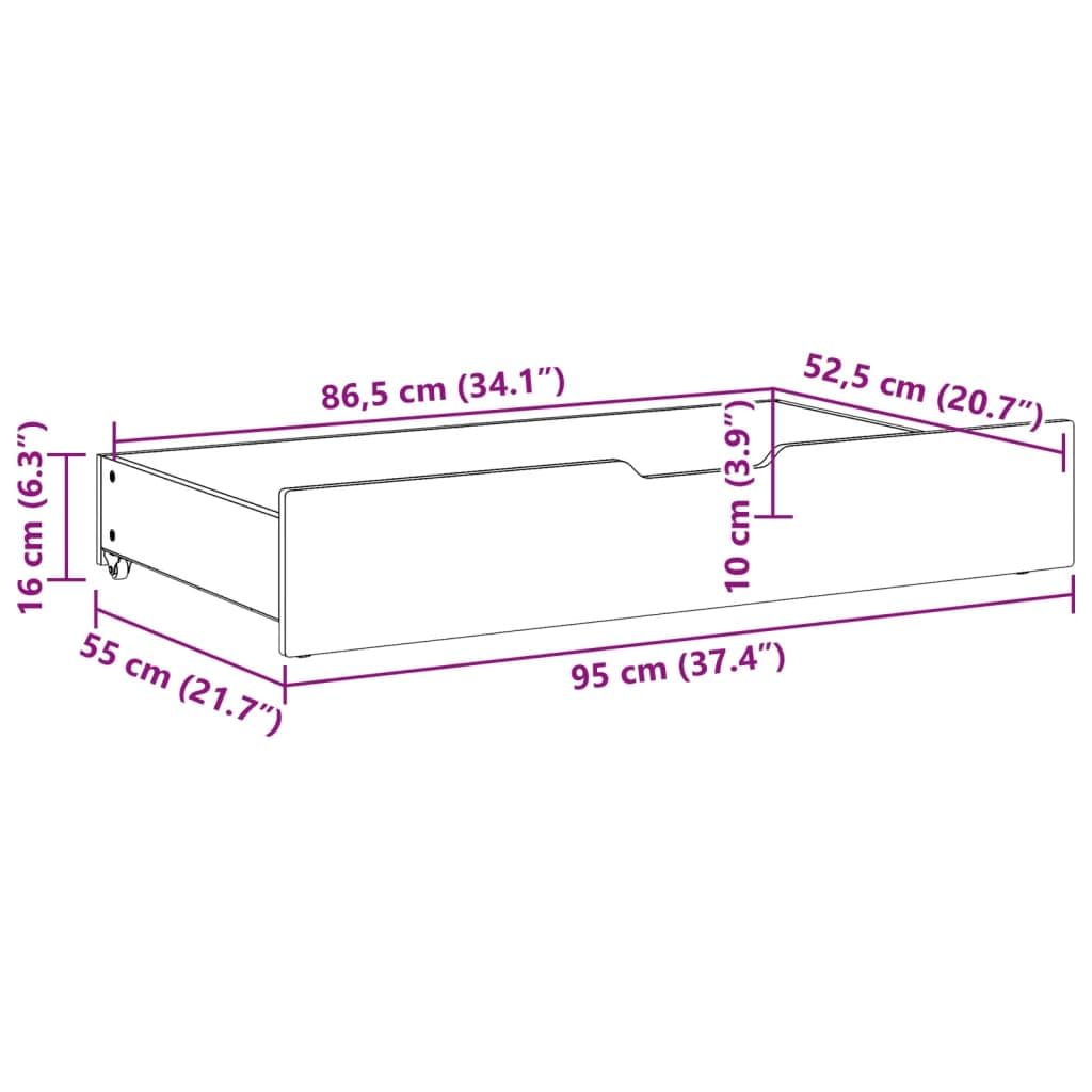 Cajones Debajo Cama con Ruedas 2 uds Madera Maciza Pino marrón, Caja Bajo Cama, Almacenamiento Ropa, Cajas Almacenaje Zapatos, Cajas para Ropa, Cajas De Almacenamiento - 850922