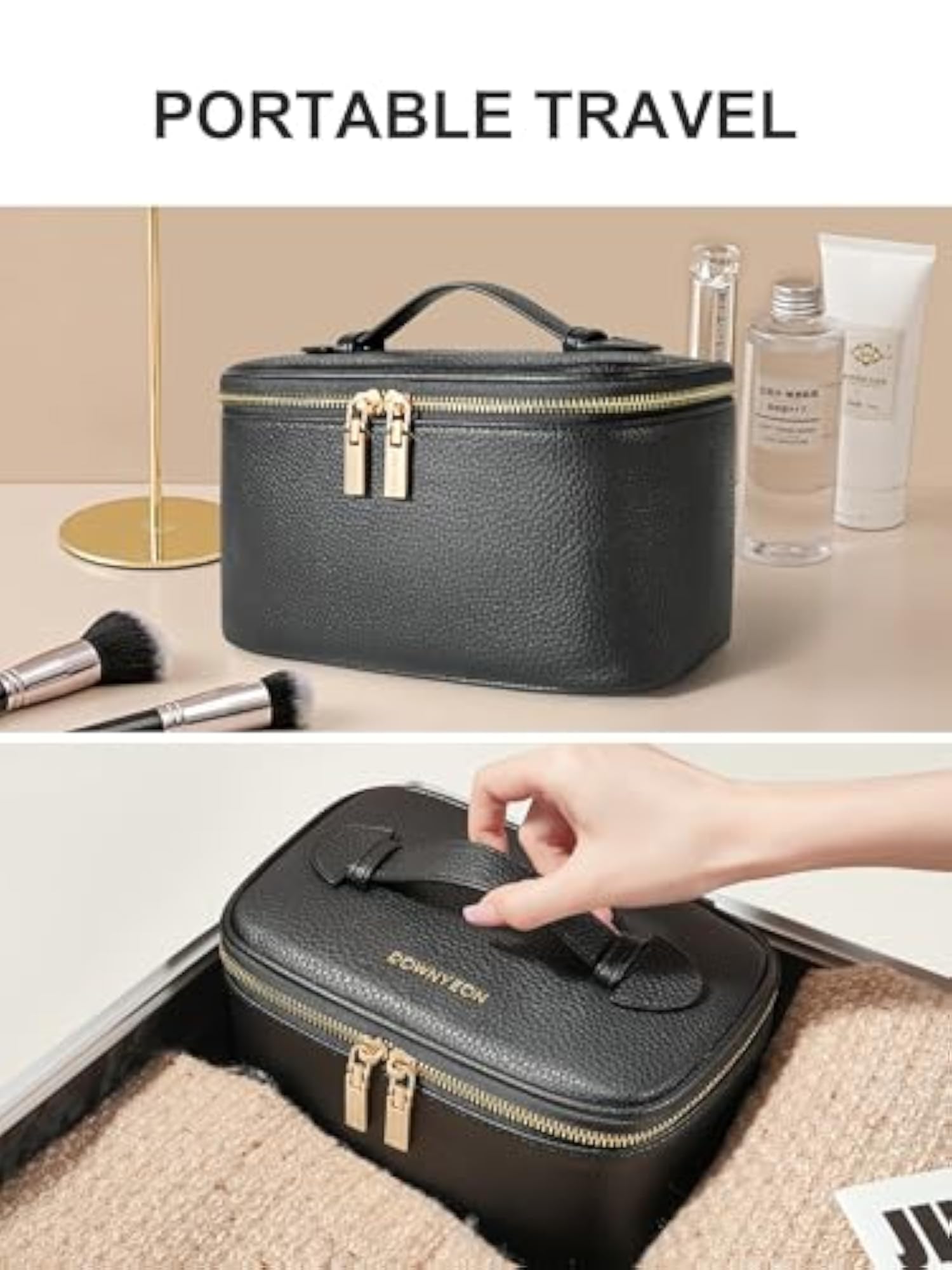 ROWNYEON Portable Makeup Bag, Travel Toiletry Organizer