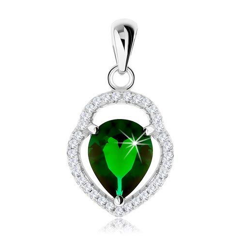 Preisvergleich Produktbild ORDO Diamonds® asymmetrische Konturenrisse, Silber 925, klare Steine, polierte Zirkone, smaragdgrüner Zirkon, Tropfenform, gepunzt, 2.9g