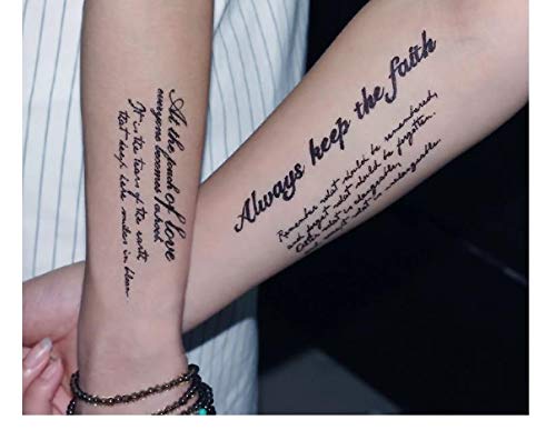 Alphabet Temporary Tattoo Stickers for Women, Kids, Men, Girls – 10Sheets Personality 3D Transfer Stickers, Fake Tattoos Waterproof, Hand Tattoo Stickers with Creative Word
