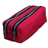 Genérico Estojo Escolar Poliamida com 2 zíper Estojo Universitário 2 divisórias (Vermelho)