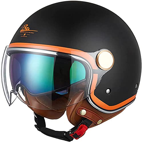 Casque Moto Demi-Jet Homme ECE Homologué Casque Semi-Ouvert Casque Jet Urbain Casque Moto Et Scooter Cover