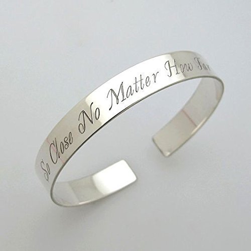 Miniatura 2 de Sterling Silver Bracelet - Both sides Engravable Cuff - Unisex Custom Jewelry Engraved Gift Birthday Gift Custom Engraving Cuff Bracelet -