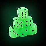 QUTHZZHY 6 Stück Spielwürfel Leuchten Im Dunkeln, Acryl Dice Würfel 30mm, Spielwürfel D6 Set, Dice für DND, MTG, RPG, Tenzi, Yahtze, Bunco, Familie Bar Party
