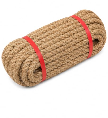 Image of Jute Rope, 12MM x 100FT Heavy Duty Thick Hemp Rope for Cat Scratching Post, Bundling, Gardening and DIY Crafts